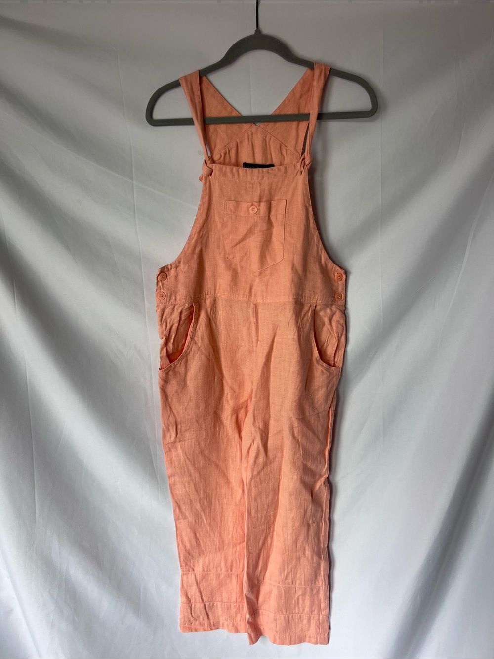 Women’s Vintage HARVÉ BENARD 100% Linen Peach Jumpsuit Romper 22”